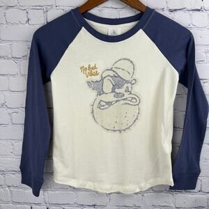 NWOT Disney Parks Pete Raglan Baseball Tee Shirt Navy Cream Youth 7/8